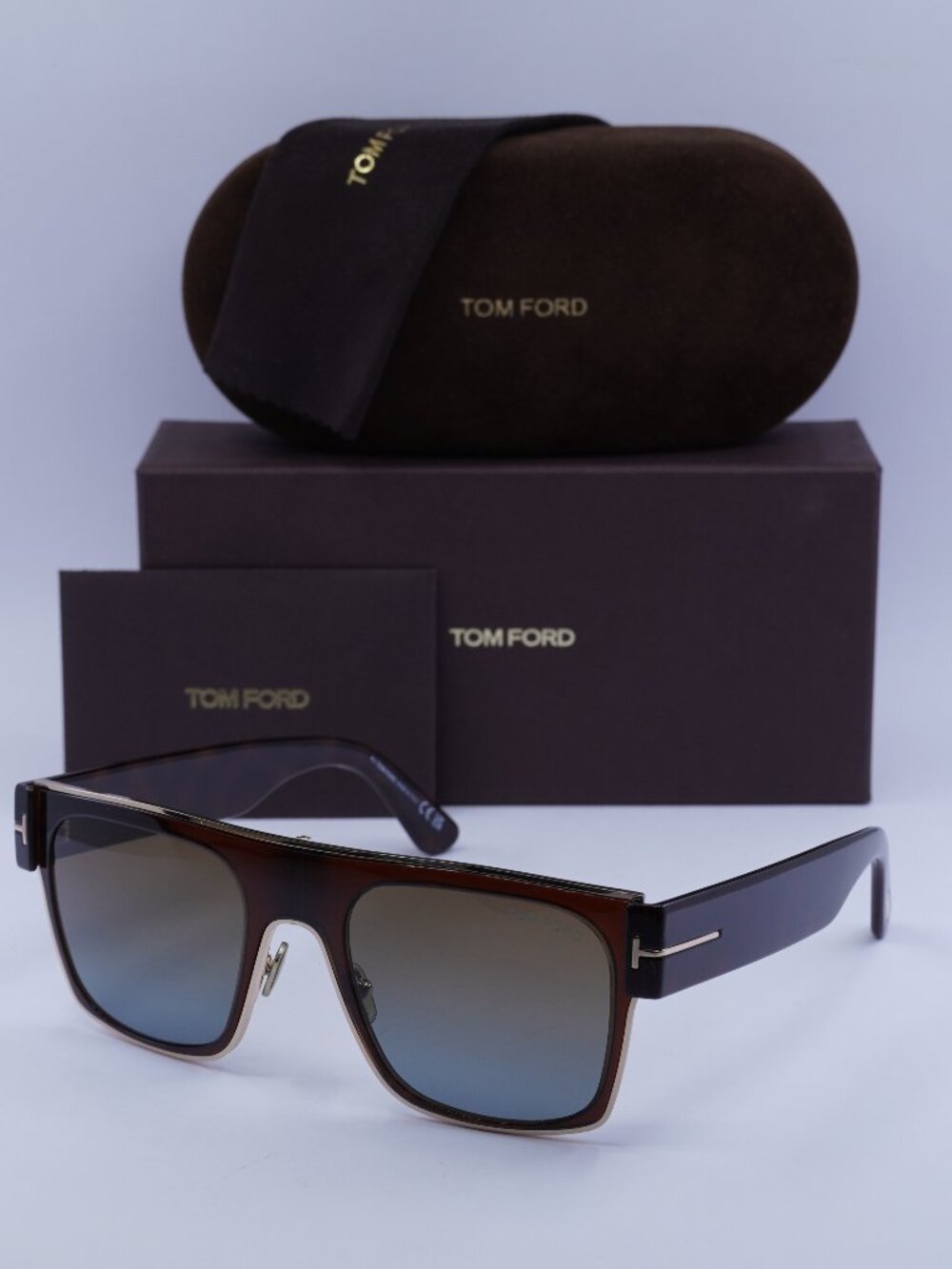 Tom Ford Edwin FT1073 48F Square Sunglasses - Brown / Havana / Brown